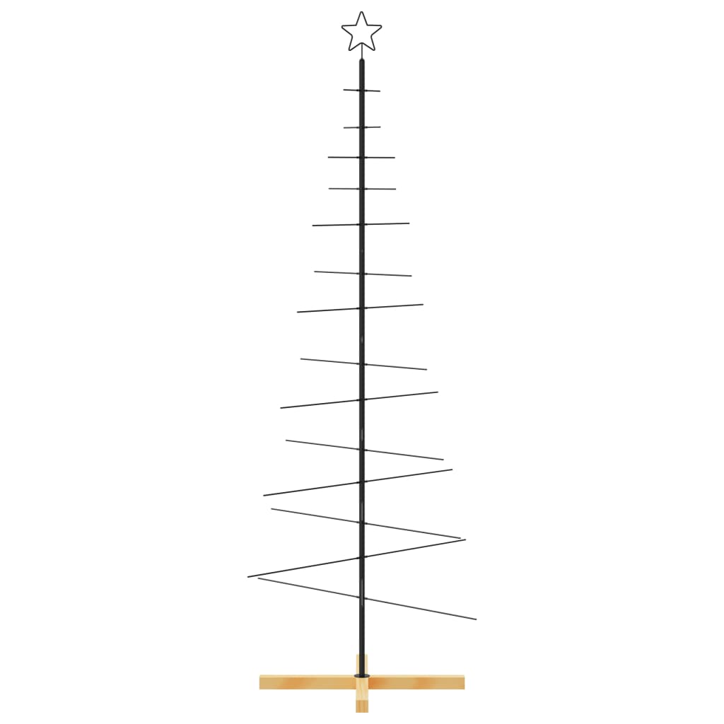 Albero di Natale in Metallo con Base in Legno Nero 180 cm