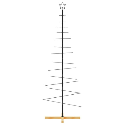 Albero di Natale in Metallo con Base in Legno Nero 180 cm