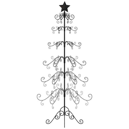 Albero di Natale Decorativo in Metallo Nero 180 cm