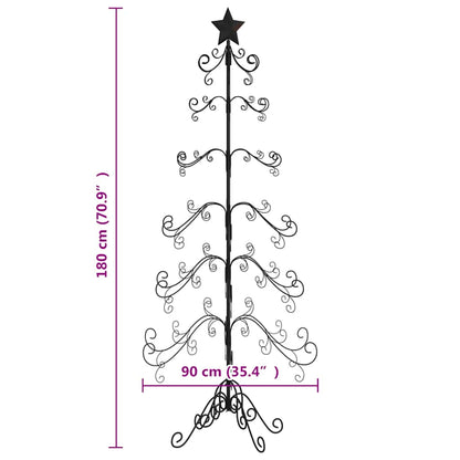 Albero di Natale Decorativo in Metallo Nero 180 cm