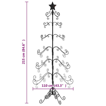 Albero di Natale Decorativo in Metallo Nero 215 cm
