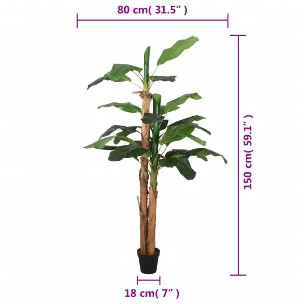 Albero di Banano Artificiale 18 Foglie 150 cm Verde - homemem39