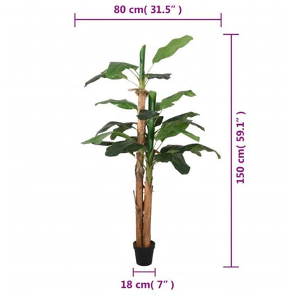 Albero di Banano Artificiale 18 Foglie 150 cm Verde - homemem39