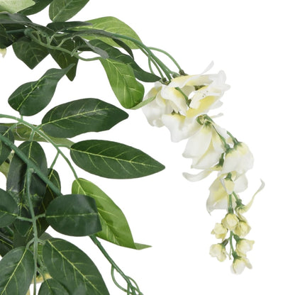 Glicine Artificiale 840 Foglie 150 cm Verde e Bianco | homemem39