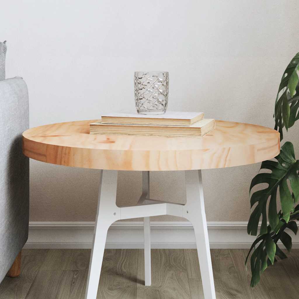 Piano Tavolo Rotondo Ø50x3 cm in Legno Massello di Pino | homemem39
