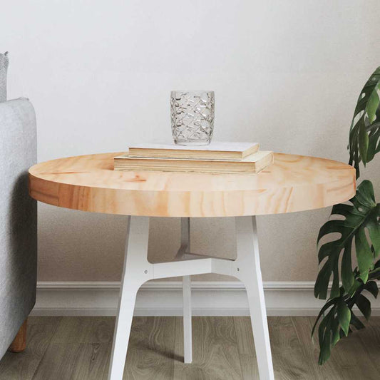 Piano Tavolo Rotondo Ø50x3 cm in Legno Massello di Pino | homemem39