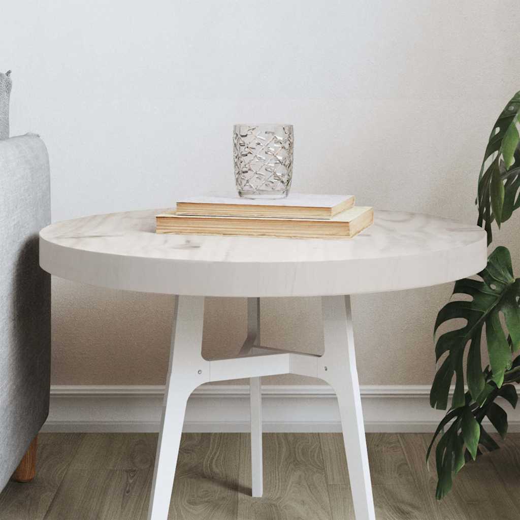 Piano Tavolo Rotondo Bianco Ø50x3 cm in Legno Massello di Pino - homemem39