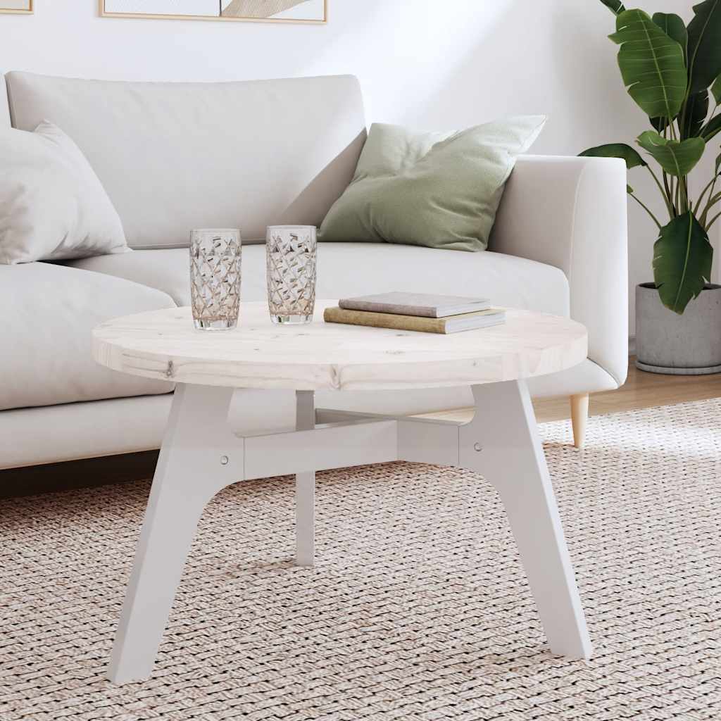Piano Tavolo Rotondo Bianco Ø70x3 cm in Legno Massello di Pino | homemem39