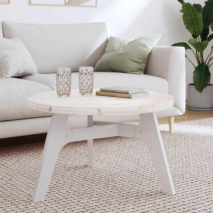 Piano Tavolo Rotondo Bianco Ø70x3 cm in Legno Massello di Pino | homemem39