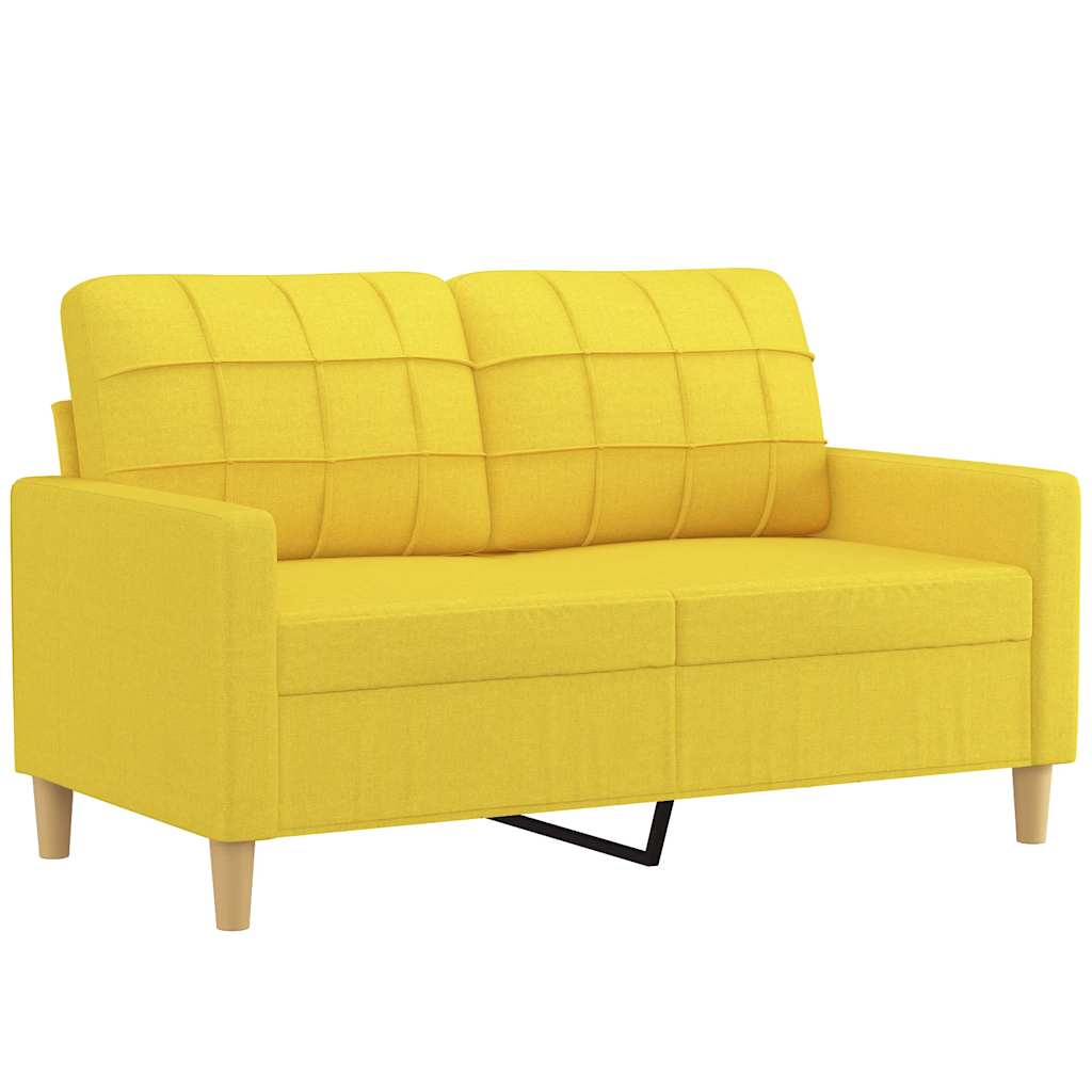 Divano a 2 Posti Giallo Chiaro 120 cm in Tessuto | homemem39