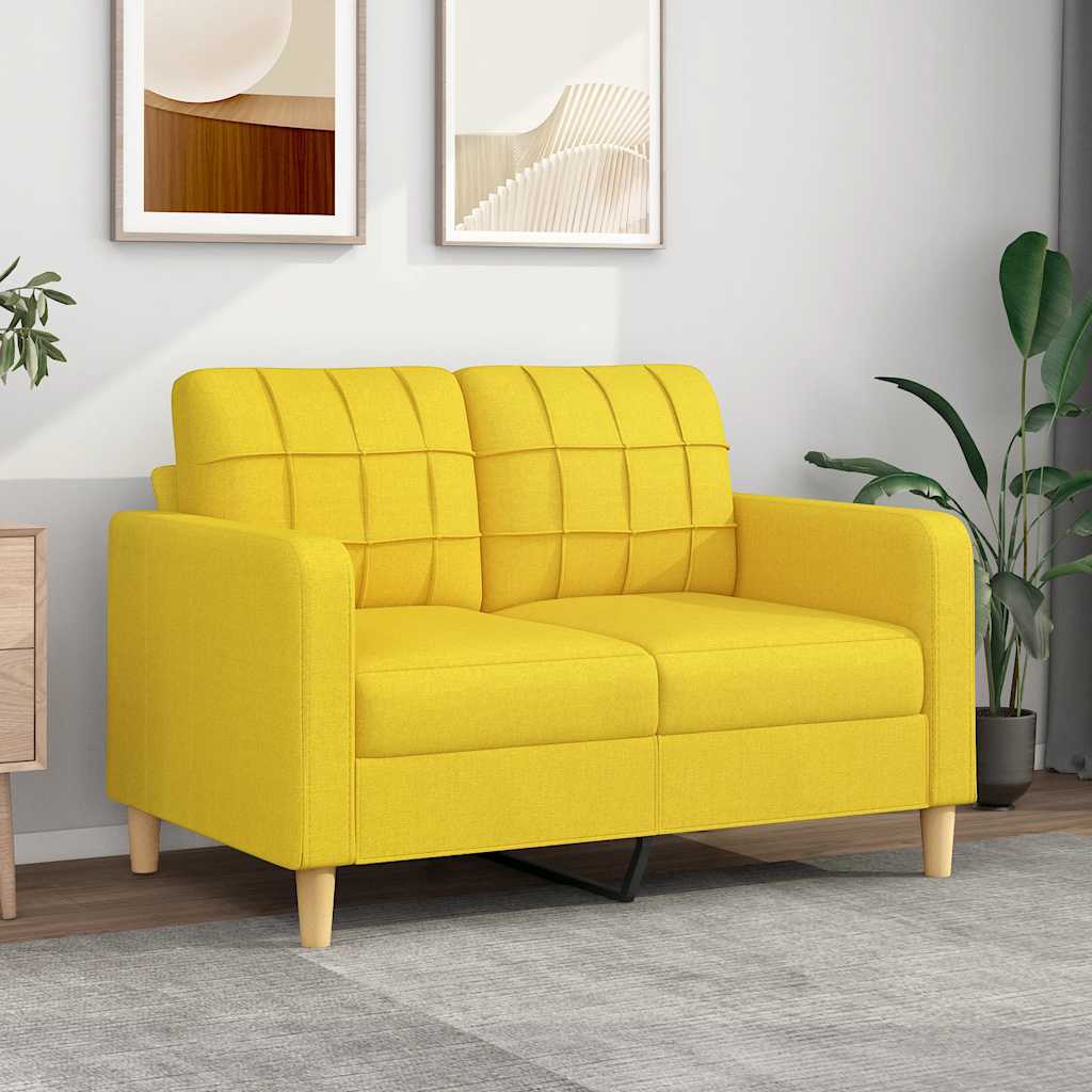 Divano a 2 Posti Giallo Chiaro 120 cm in Tessuto