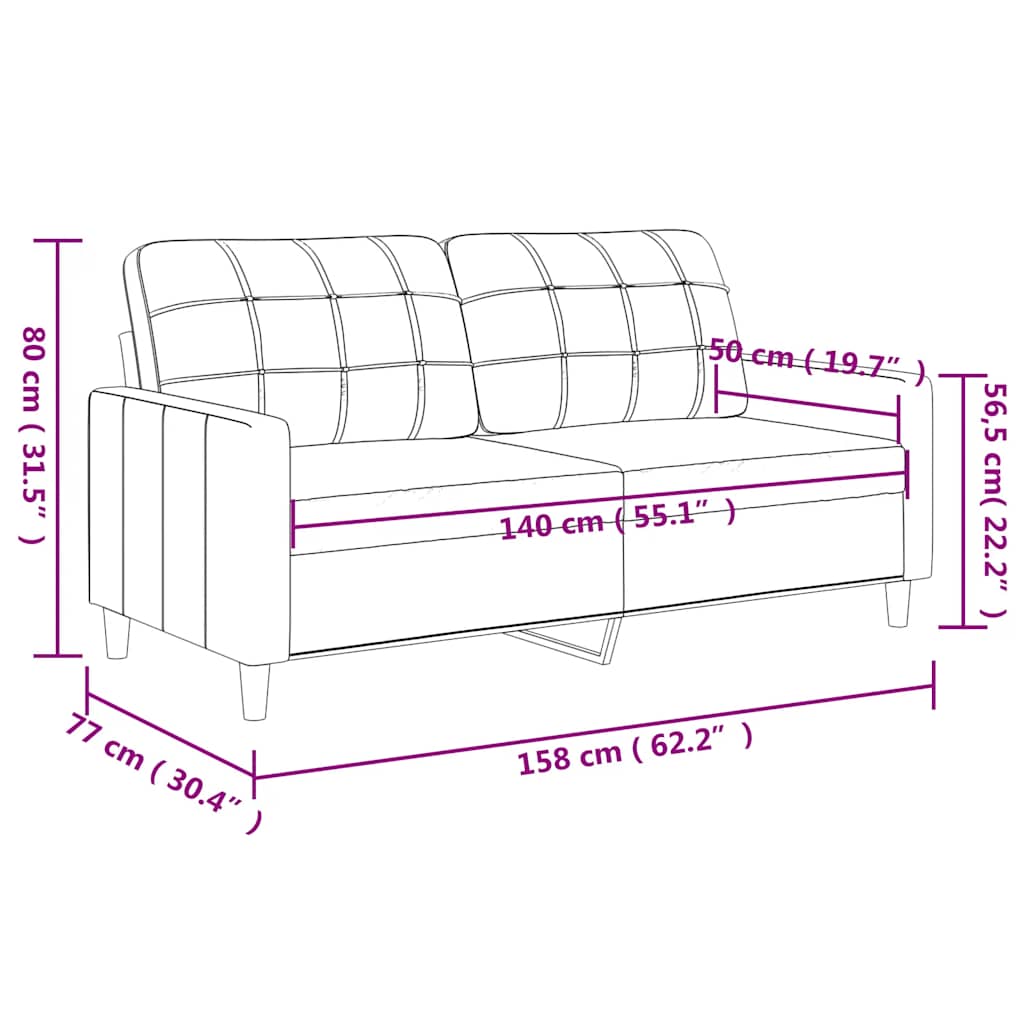 Divano a 2 Posti Grigio Scuro 140 cm in Tessuto - homemem39