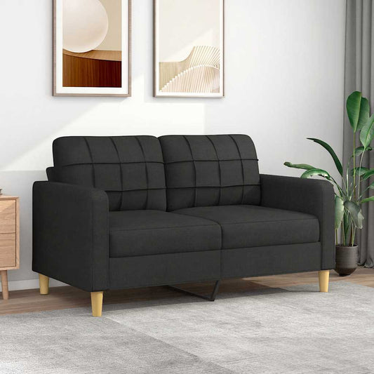 Divano a 2 Posti Nero 120 cm in Tessuto | homemem39