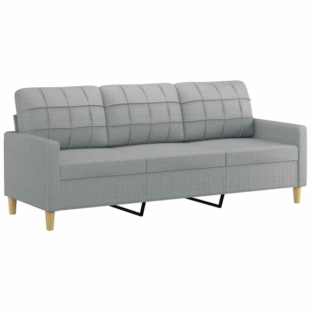 Divano a 3 Posti Grigio Chiaro 180 cm in Tessuto