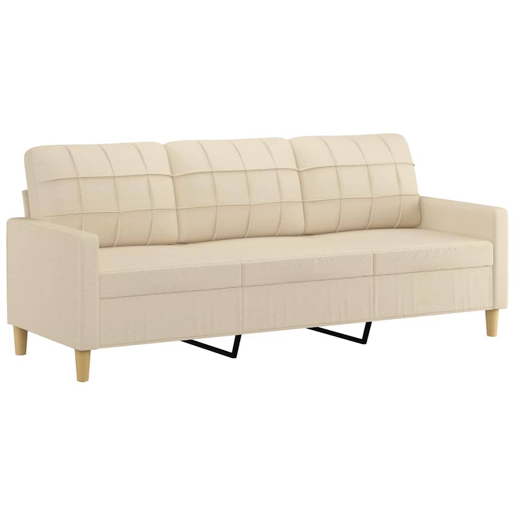 Divano a 3 Posti Crema 180 cm in Tessuto | homemem39