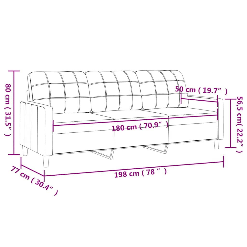 Divano a 3 Posti Crema 180 cm in Tessuto | homemem39