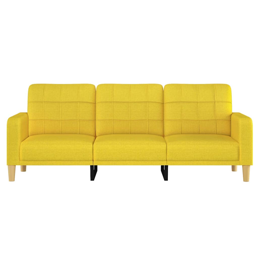 Divano a 3 Posti Giallo Chiaro 180 cm in Tessuto