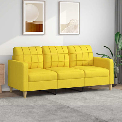 Divano a 3 Posti Giallo Chiaro 180 cm in Tessuto