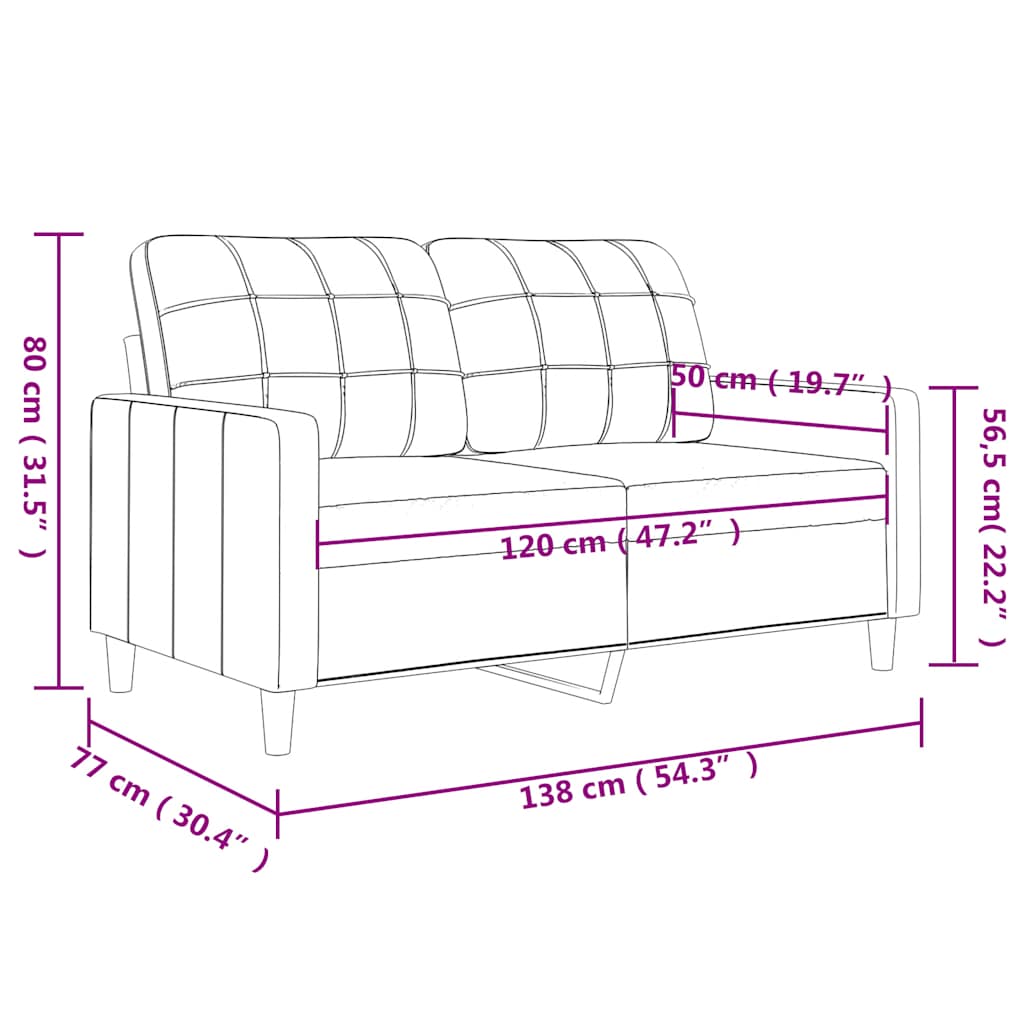 Divano a 2 Posti Grigio 120 cm in Similpelle - homemem39