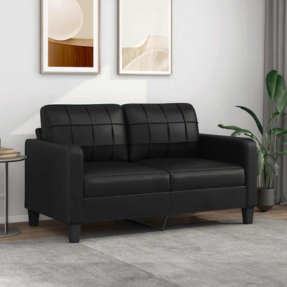 Divano a 2 Posti Nero 140 cm in Similpelle | homemem39