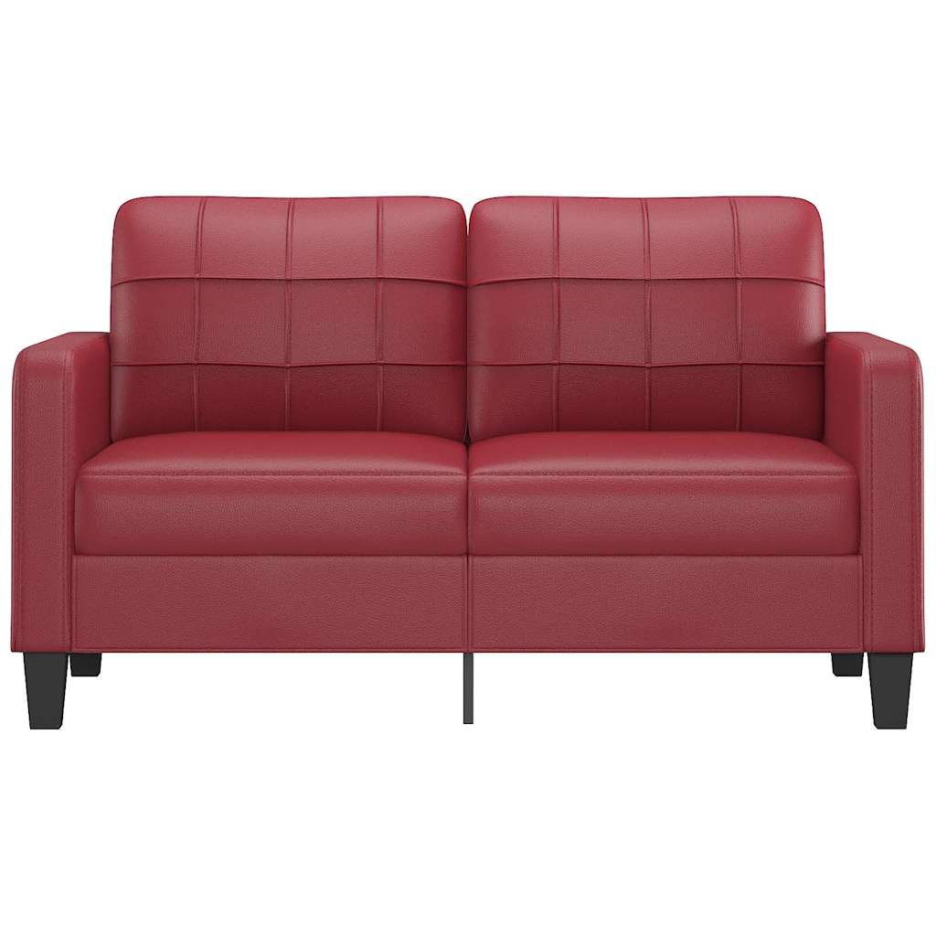 Divano a 2 Posti Rosso Vino 140 cm in Similpelle