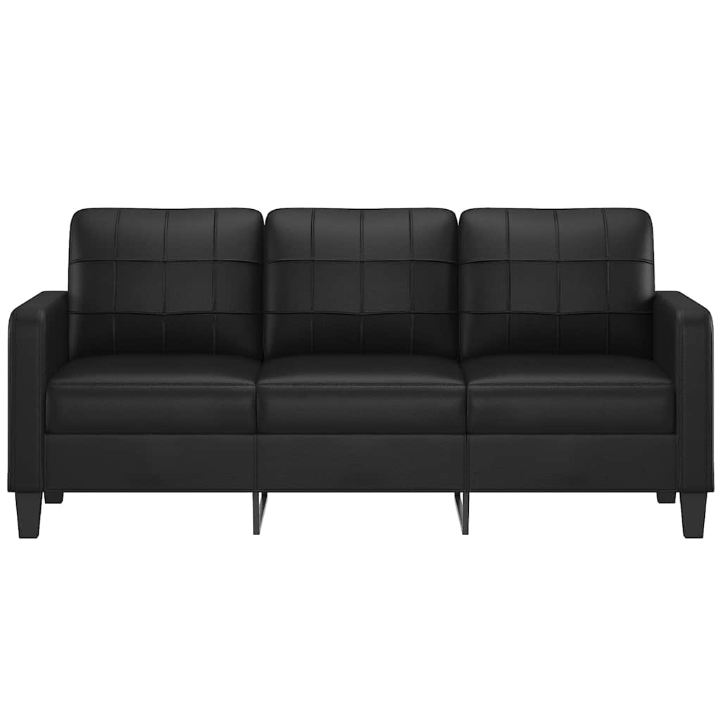 Divano a 3 Posti Nero 180 cm in Similpelle