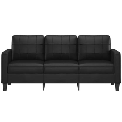 Divano a 3 Posti Nero 180 cm in Similpelle
