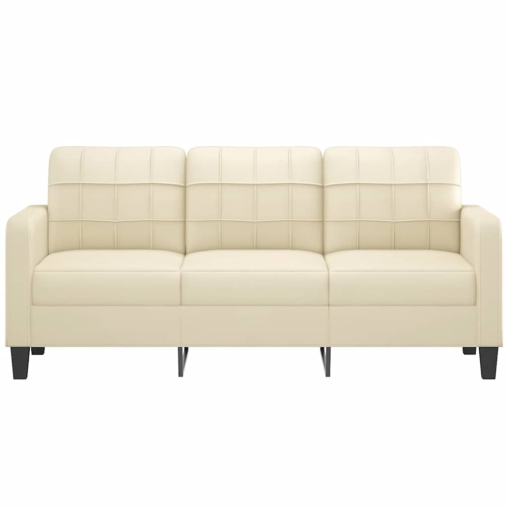 Divano a 3 Posti Crema 180 cm in Similpelle