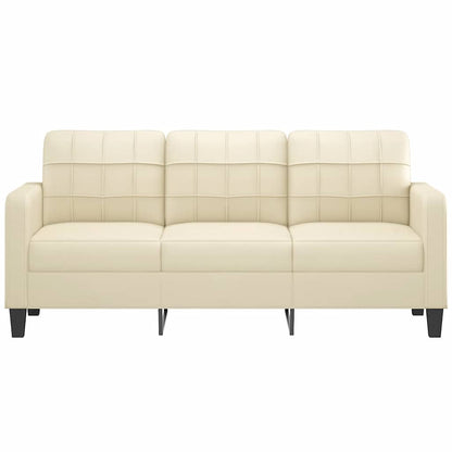 Divano a 3 Posti Crema 180 cm in Similpelle