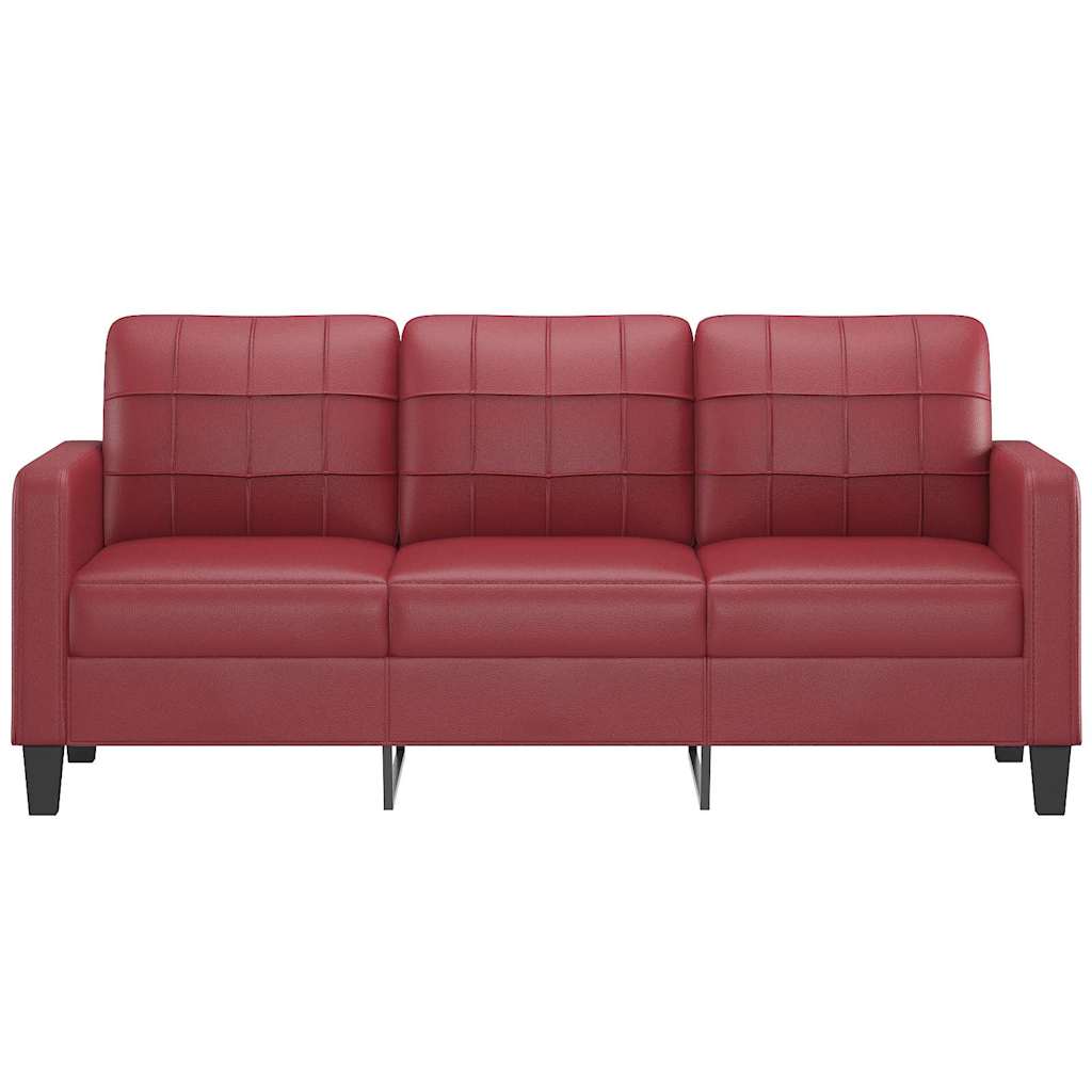 Divano a 3 Posti Rosso Vino 180 cm in Similpelle