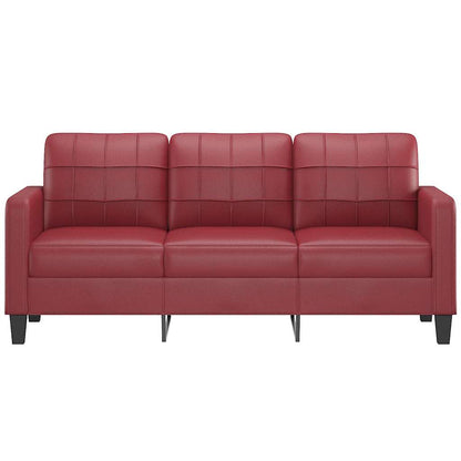 Divano a 3 Posti Rosso Vino 180 cm in Similpelle