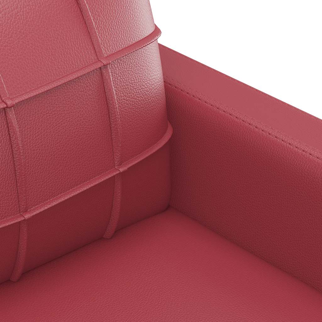 Divano a 3 Posti Rosso Vino 180 cm in Similpelle