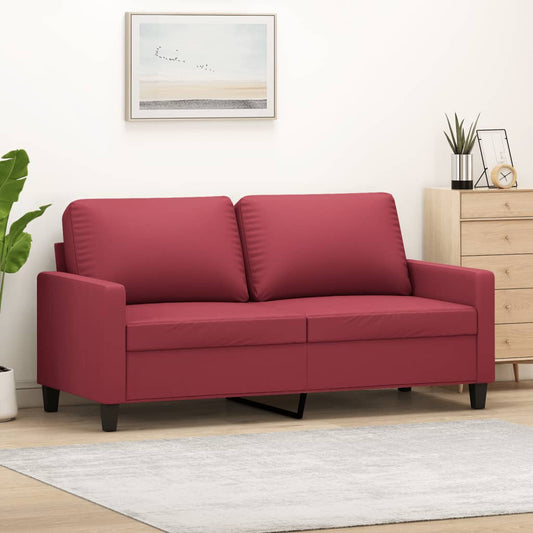 2 Seater Sofa Wine Red 140 cm in imitation leather