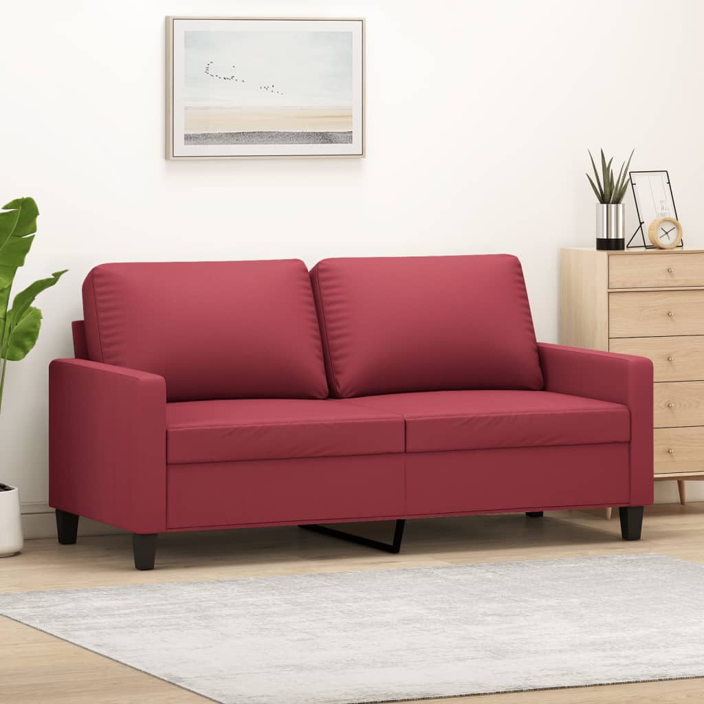 Divano a 2 Posti Rosso Vino 140 cm