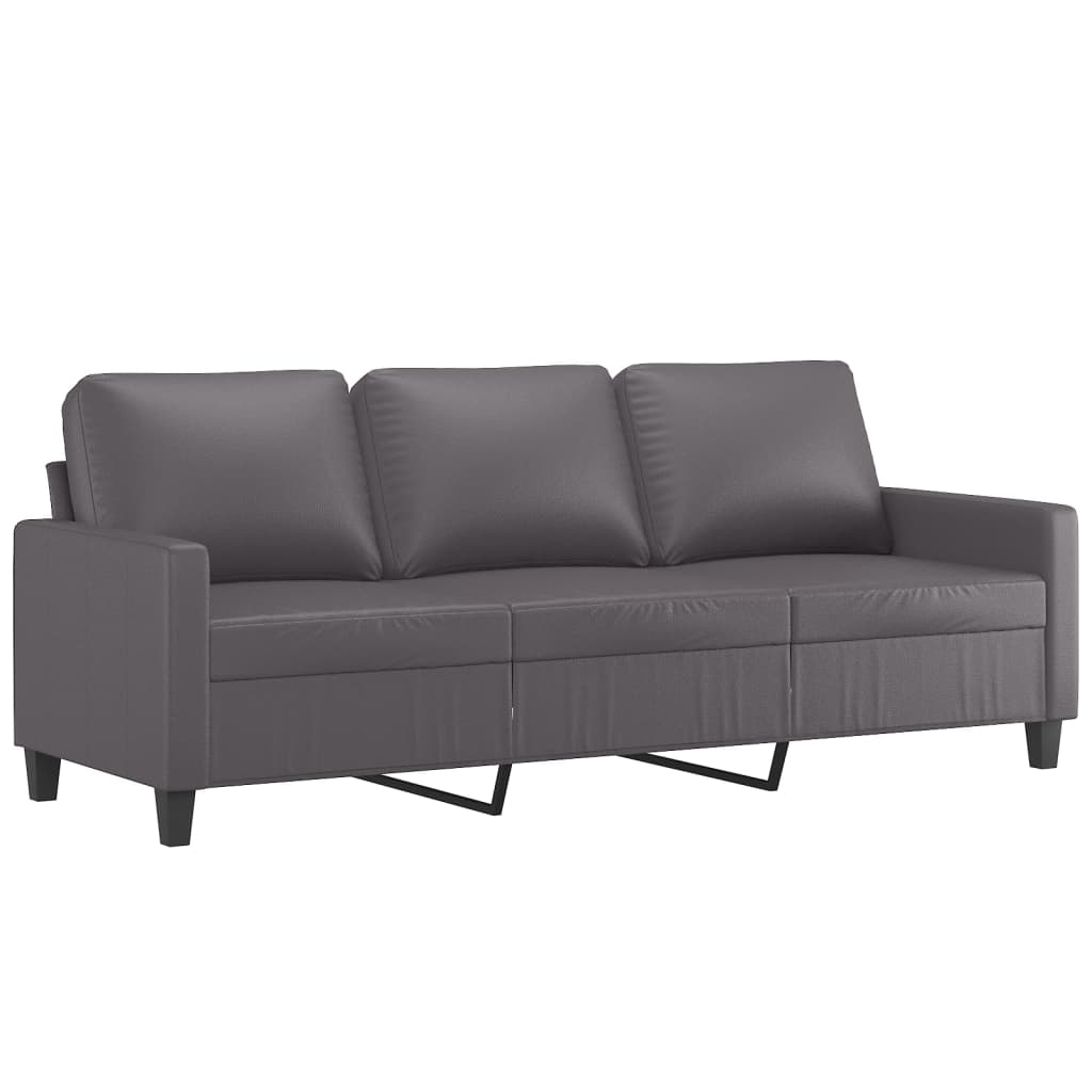 Graues 3-Sitzer-Sofa 180 cm aus Kunstleder