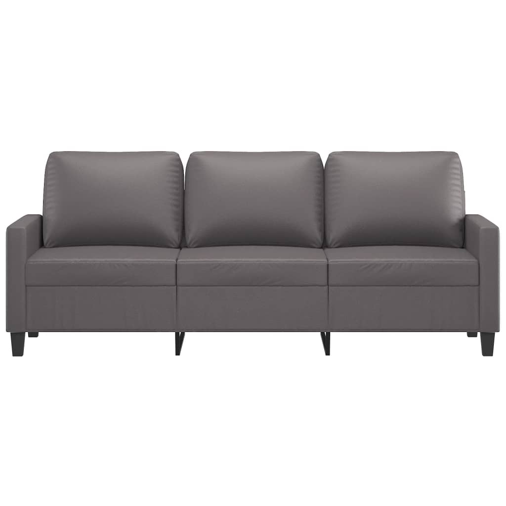 Graues 3-Sitzer-Sofa 180 cm aus Kunstleder