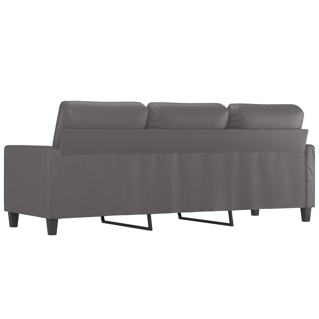 Graues 3-Sitzer-Sofa 180 cm aus Kunstleder