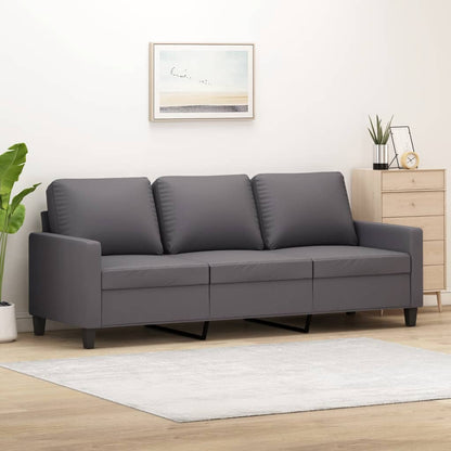 Graues 3-Sitzer-Sofa 180 cm aus Kunstleder