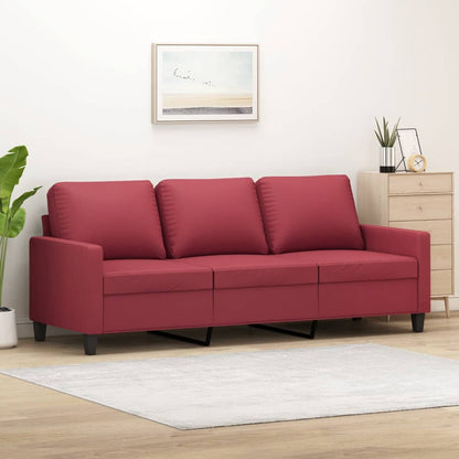 Divano a 3 Posti Rosso Vino 180 cm