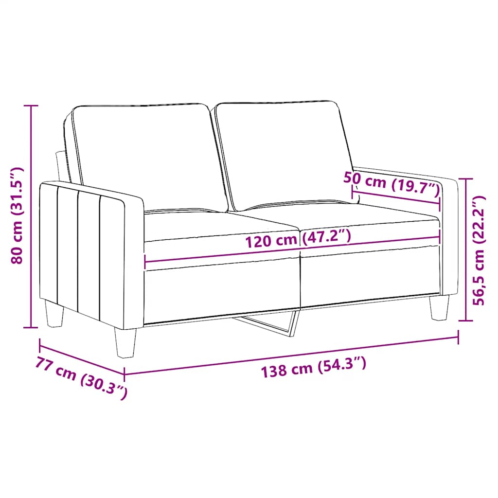 Divano a 2 Posti Grigio Chiaro 120 cm in Tessuto | homemem39
