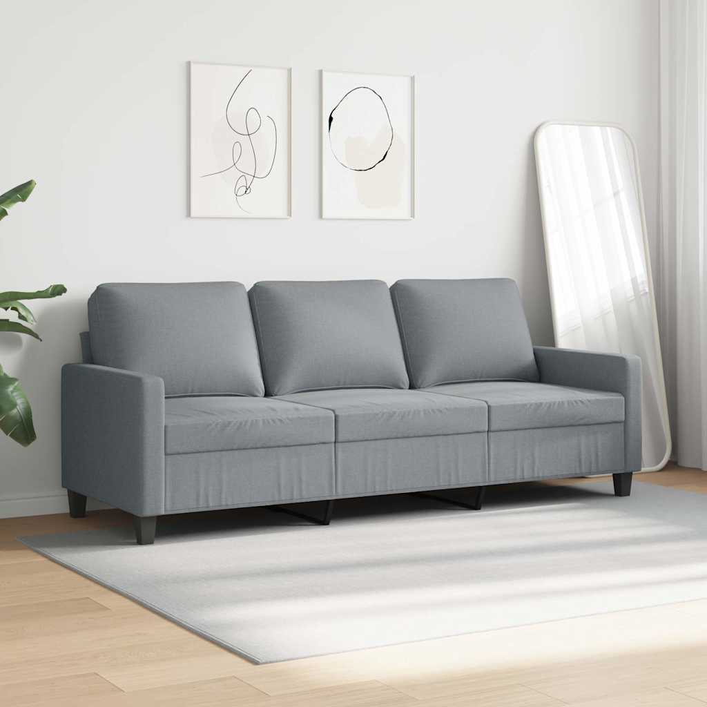 Divano a 3 Posti Grigio Chiaro 180 cm in Tessuto