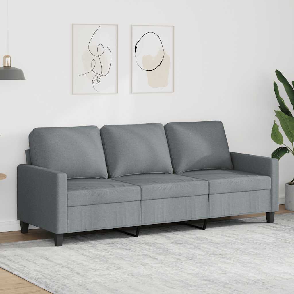 Divano a 3 Posti Grigio Chiaro 180 cm in Tessuto