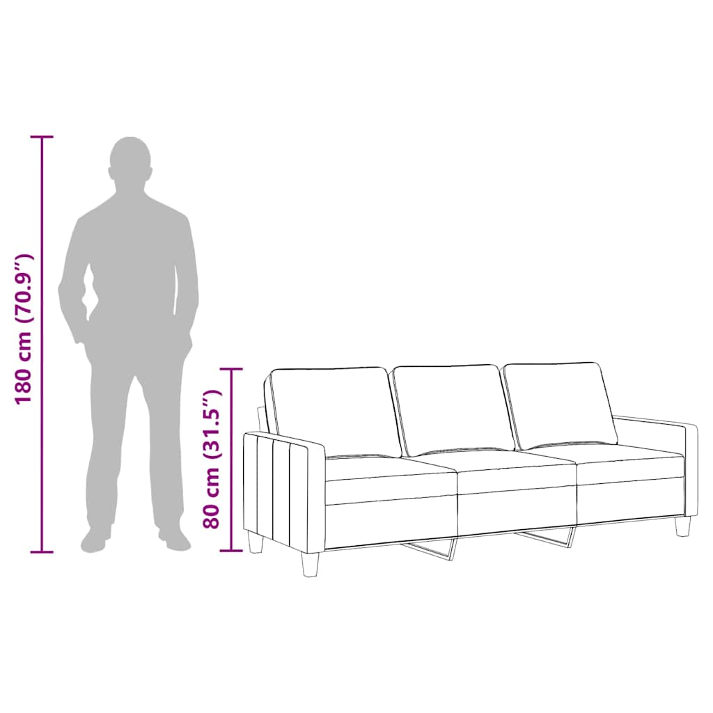 Divano a 3 Posti Nero 180 cm in Tessuto | homemem39