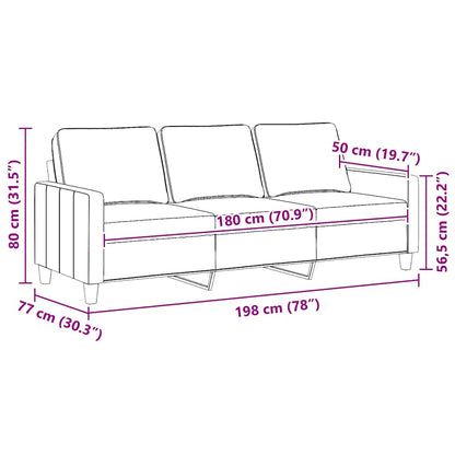 Divano a 3 Posti Rosso Vino 180 cm in Tessuto