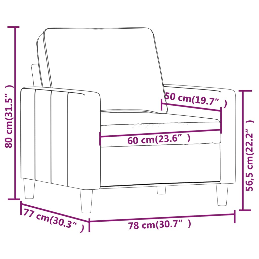 Poltrona Grigio Scuro 60 cm Velluto