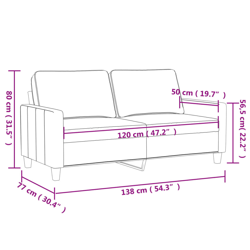 Divano a 2 Posti Grigio Chiaro 120 cm in Velluto