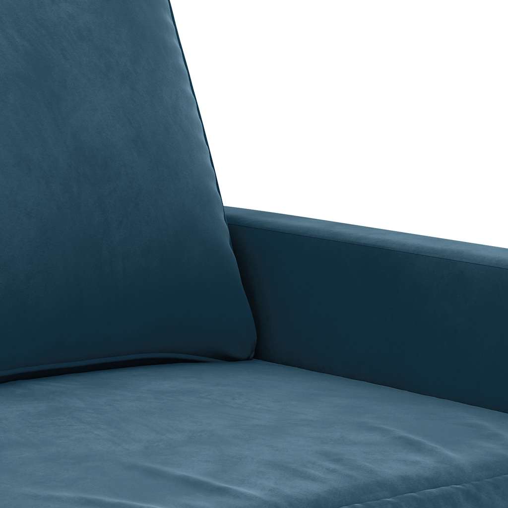 Divano a 2 Posti Blu 120 cm in Velluto