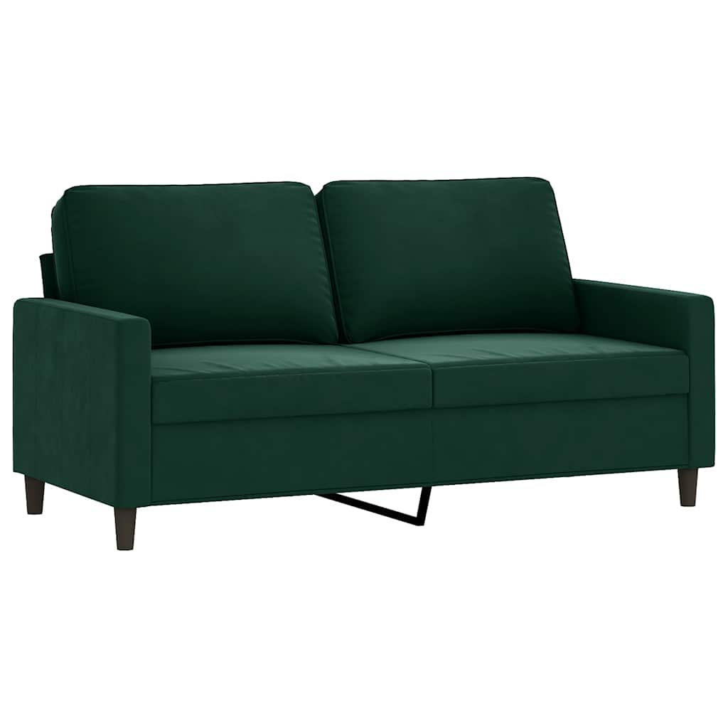 Divano a 2 Posti Verde Scuro 140 cm in Velluto