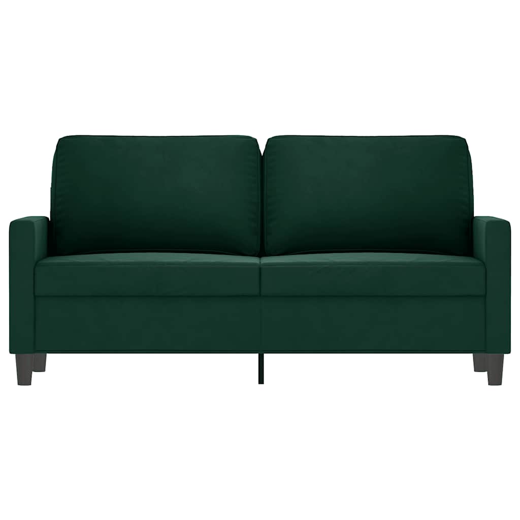Divano a 2 Posti Verde Scuro 140 cm in Velluto