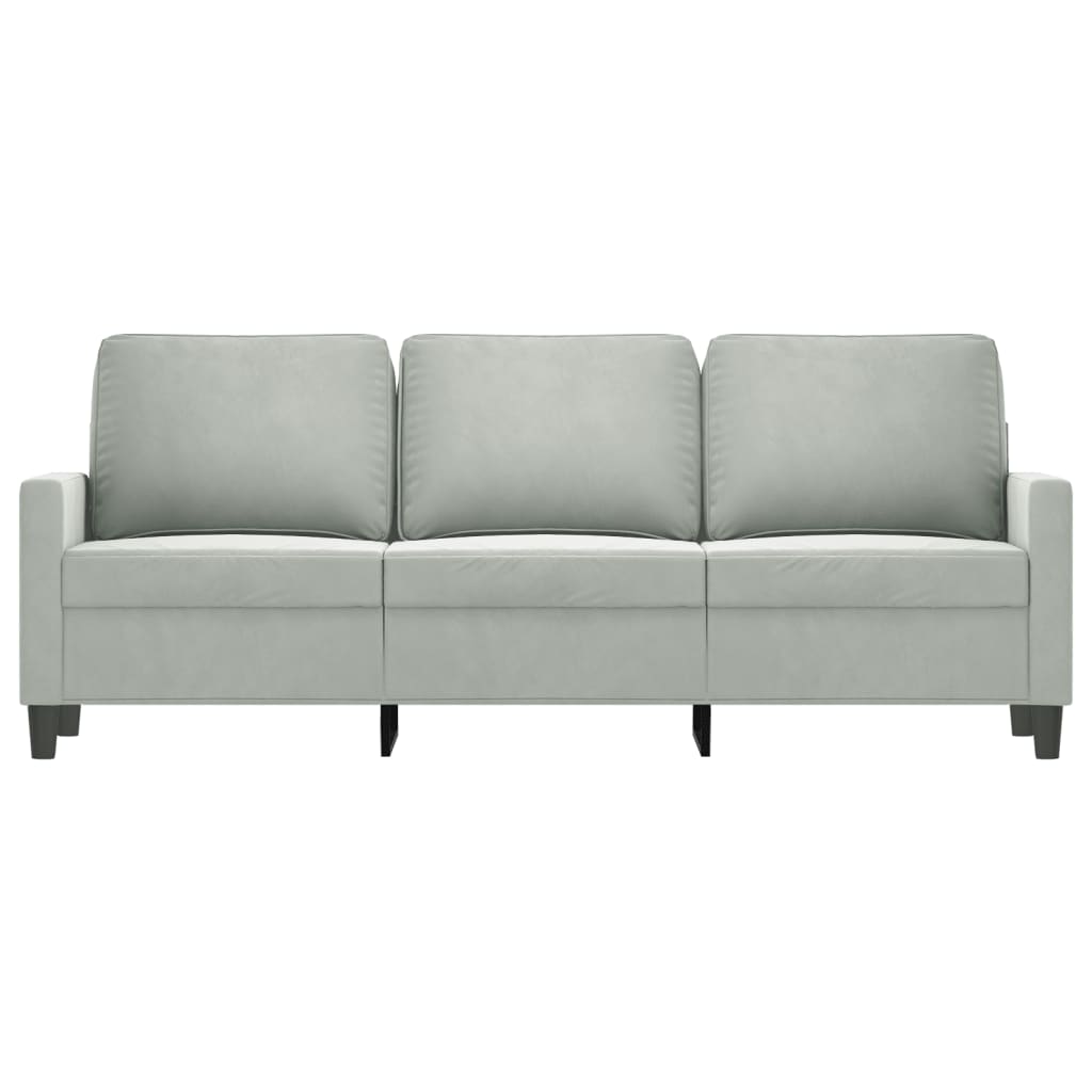 Divano a 3 Posti Grigio Chiaro 180 cm in Velluto